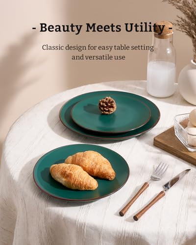 Venus Plates and Bowls Sets with Rim (Dark Green / Serves 8 (24pc))