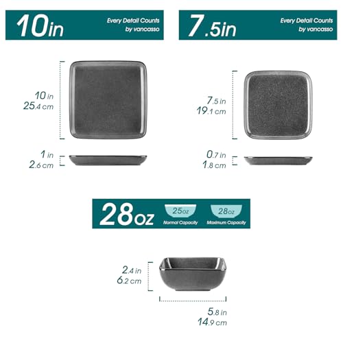 Stoneware Dinnerware Sets for 4 (Gray / Service for 4 (12 Pcs))