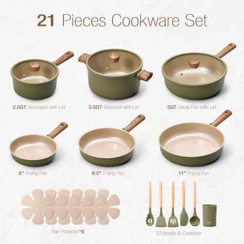 21pcs Ceramic Cookware Set