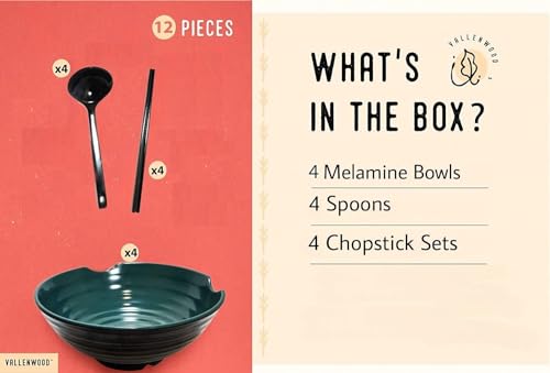 4 XL Ramen bowl set (9 inch x4 / Green Black)