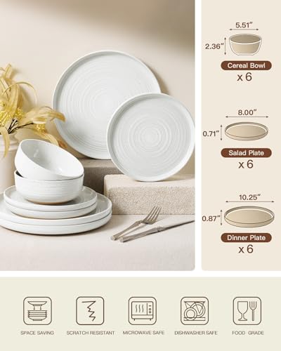 Stoneware Dinnerware Sets for 6 (White)