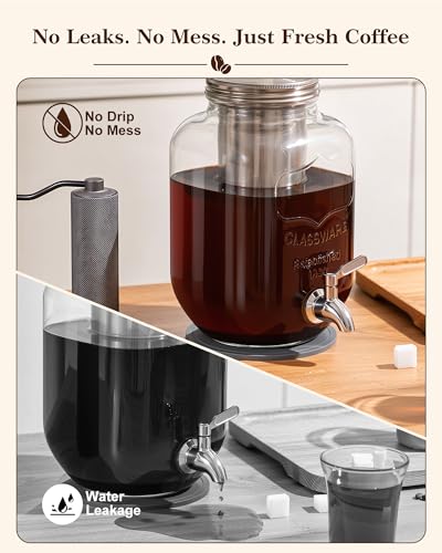 1 Gallon Cold Brew Coffee Maker (128 oz-Grey-1 Pack)