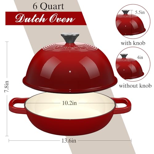 Enamelled Cast Iron Dutch Oven Pot (Red)