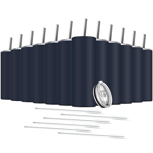 Tumbler with Straw and Lid (Navy / 12 Count (20 oz))