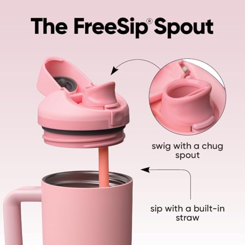 FreeSip Tumbler Stainless Steel Water Bottle 30 oz Rose Quartz (Rose Quartz / 30 Ounces)