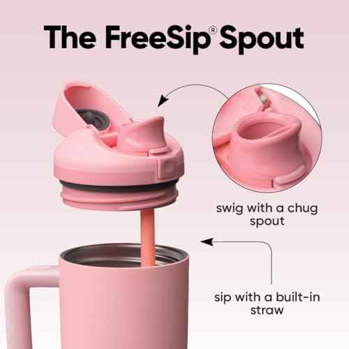 FreeSip Tumbler Stainless Steel Water Bottle 30 oz Rose Quartz (Rose Quartz / 30 Ounces)