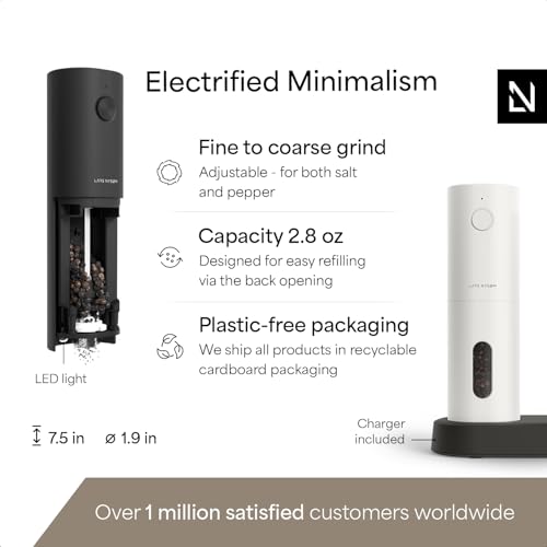 Electric Salt and Pepper Grinder Set (Carbon Black/Pure White / Set of two electric grinders)