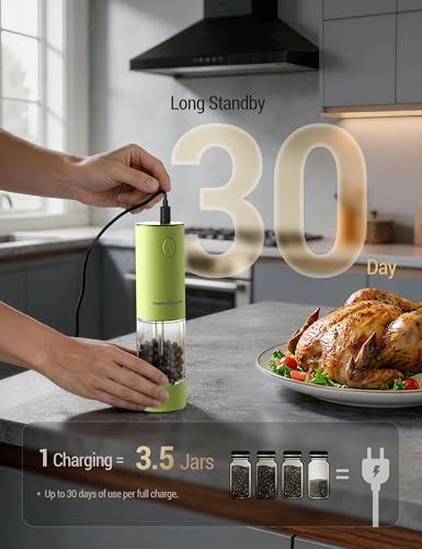 Electric Salt and Pepper Grinder Set (Large / Pistachio)