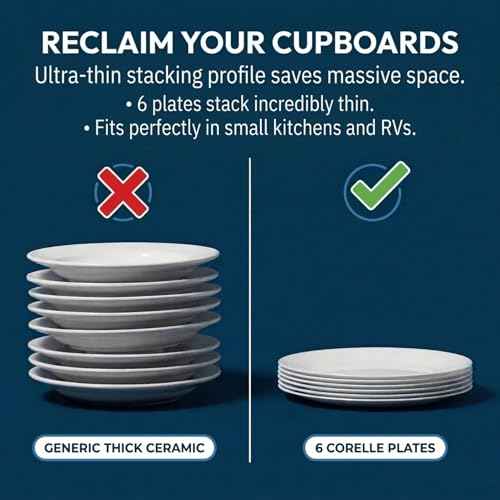 Vitrelle 6 Piece Salad Plates Set Triple Layer Glass and Chip Resistant (6PC 8.5" Salad Plates)