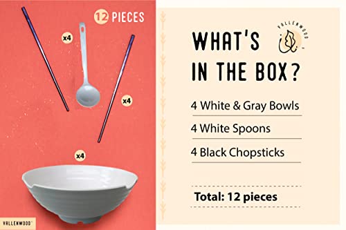4 XL Gray White bowl set (9 inch x4 / Gray White)