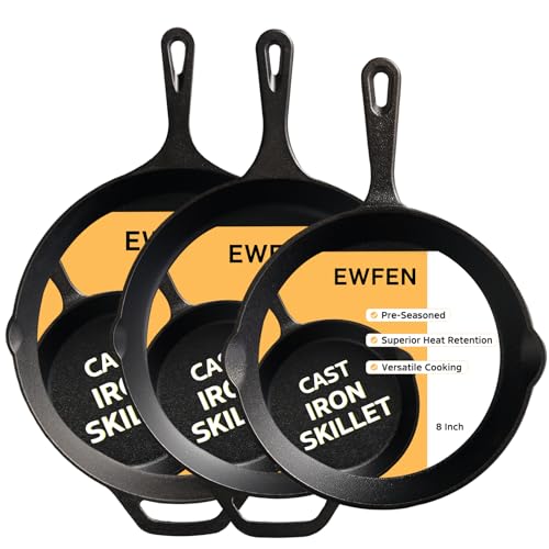 Cast Iron Skillet 3 (8+10+12 Inch)