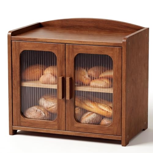 Solid Wood Bread Box (Walnut Brown)