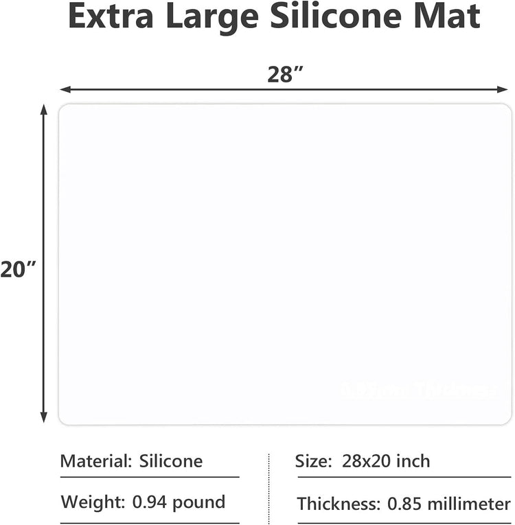 Gartful 2Pcs Extra Large Silicone Mats for Countertop, 28" by 20" Multipurpose Mat, Counter Table Protector, Desk Saver Pad, Placemat Nonstick Nonskid Heat-Resistant Pad, Translucent