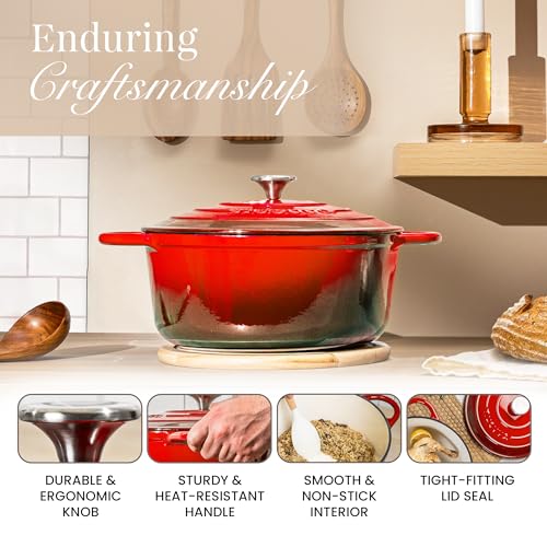 Enamelled Cast Iron Dutch Oven Pot with Lid