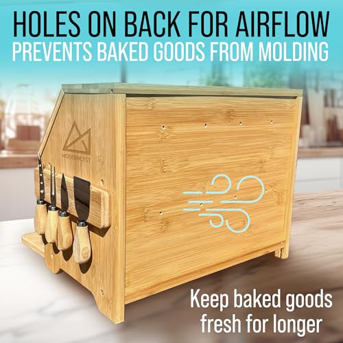 Bread Box with Cutting Board & Knife Set