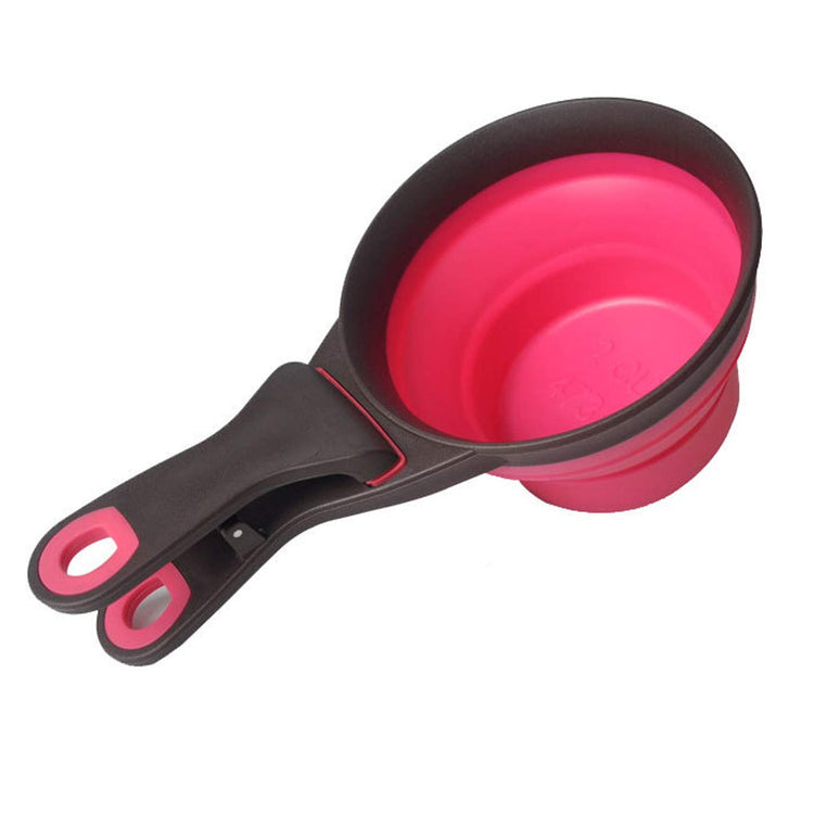 Collapsible Pet Scoop Silicone Measuring Cups Set Sealing Clip