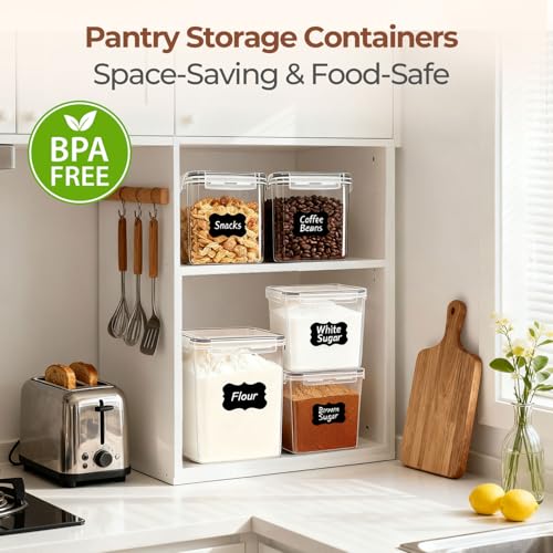Airtight Flour and Sugar Container 2.6Qt & 5.5Qt 3Pack (5.5Qt/2.6Qt-Square)