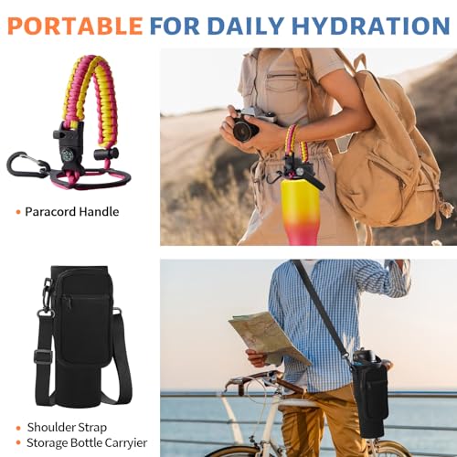 32 40 oz Water Bottle with Straw & Spout Lid (Yellow Pink / 40 Ounces)