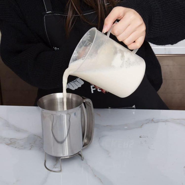 800ml Stainless Steel Pancake Batter Dispenser - Great for Baking,Cupcakes,Muffins-Cooking Crepes,Waffles- Easyflow Spout -Measuring Gauge in Mls and cups