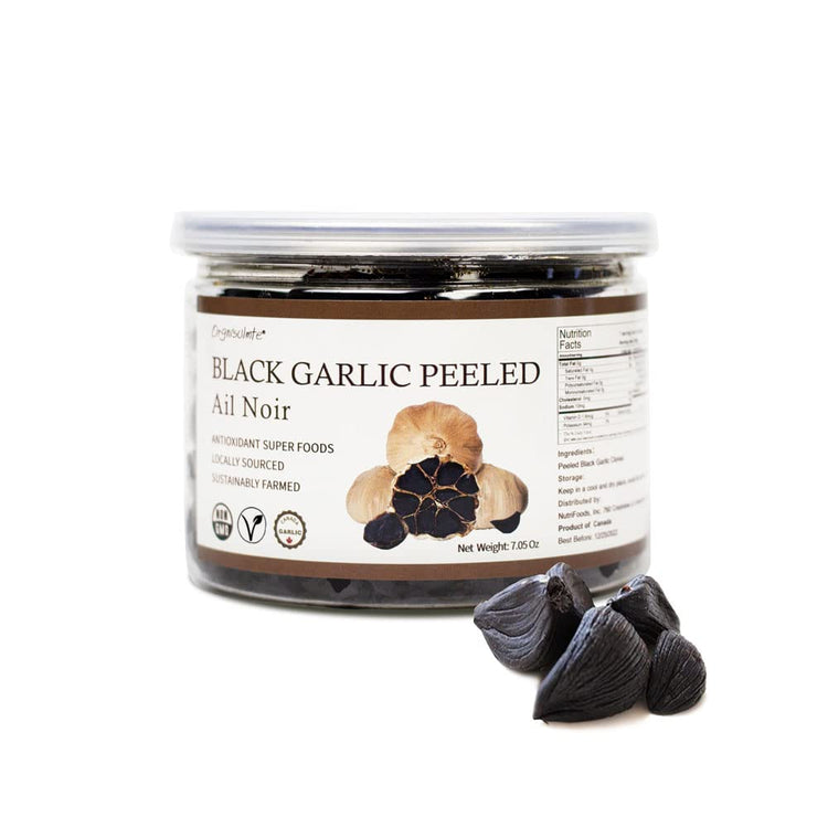 Canada Peeled Black Garlic Fermented for 90 Days Peeled Multiple Clove Super Foods (7.05 Ounce)