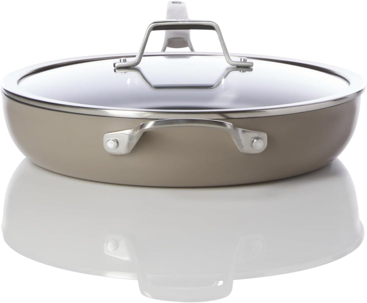 Calphalon® Premier Ceramic Nonstick 12" Frying Pan with Lid, Mushroom Grey