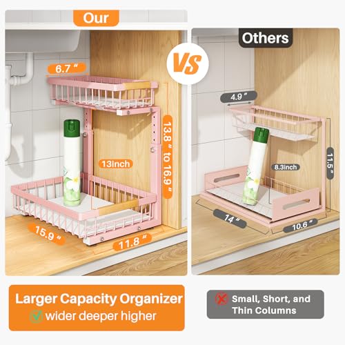 Under Sink Organizer (Large-2-Pack / Pink)