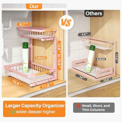 Under Sink Organizer (Large-2-Pack / Pink)