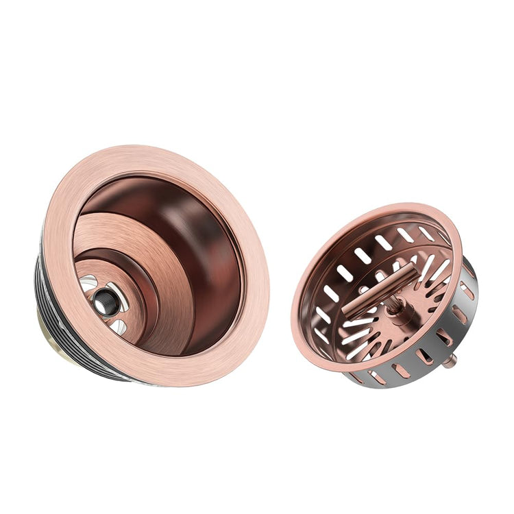 Copper Sink Drain 3.5 Inch Kitchen Sink Drain Assembly Stainless Steel Sink Strainer Sink Stopper Antique Copper Basket Strainer for 3