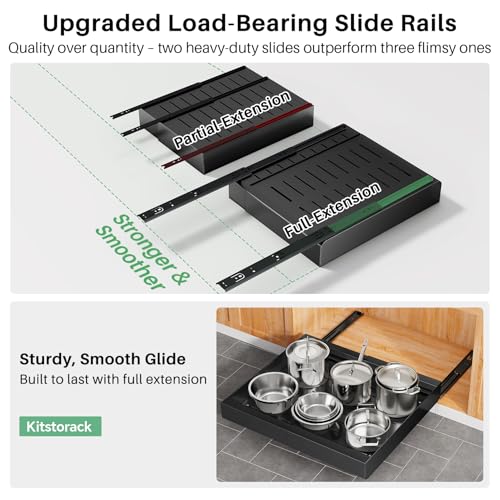 4 Pack Pull out Cabinet Organizer (Black / 21"D×12"-20"W(4 Pack))