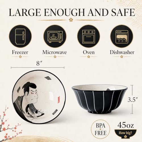 Ramen Bowl Set (Samurai & Geisha / 8 inch)