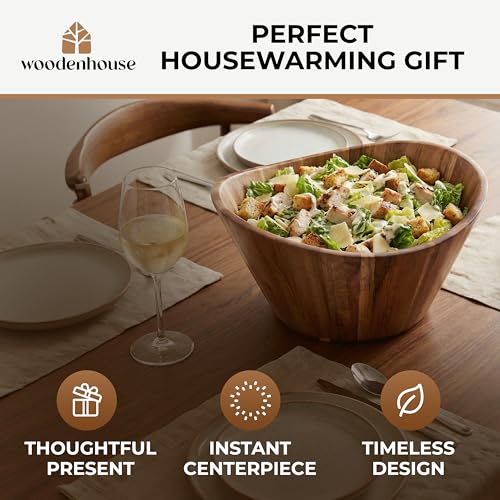 Extra Large Wooden Salad Bowl (Wavy / 1 Piece)