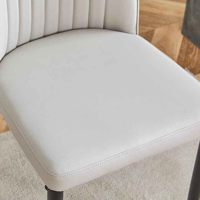 Modern Dining Chairs Set of 4 Gray Kitchen Chairs Set PU Leather Chair with Metal Legs Armless Upholstered Chair for Dinner Room, Office, Waiting Room(Set of 4, Gray)