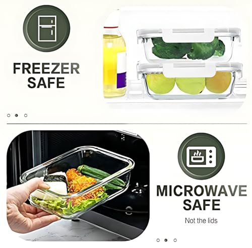 30 Pieces Glass Food Storage Containers Set (White / 15 Pack)