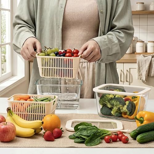 Glass Food Storage Containers with Glass Lids (Ivory White- 2RT)