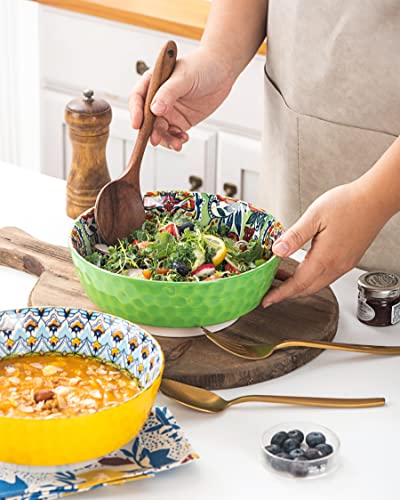 Large Salad Bowl Sets for Serving Pho (Green+Yellow / 48 Oz)