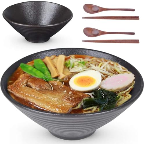 Ceramic Japanese Ramen Bowls (Matting Black)