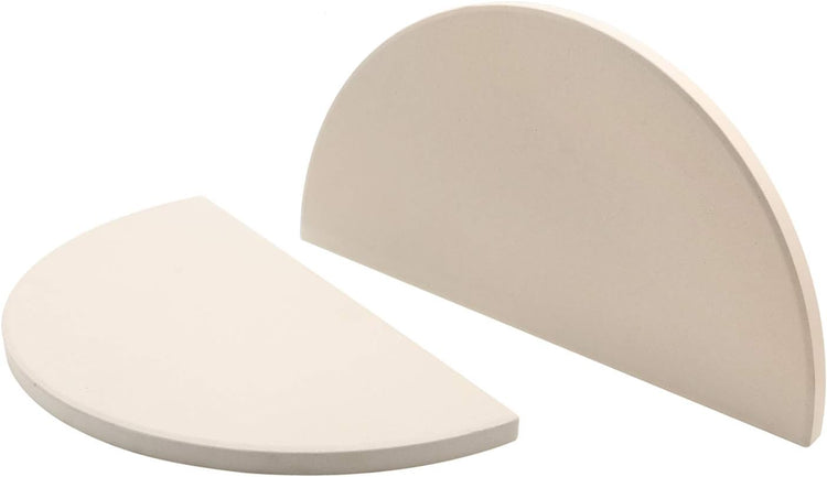 BBQ Future Ceramic Heat Deflector Plates for Kamado Joe Classic I, II, III,Half-Moon 2-Pack, White