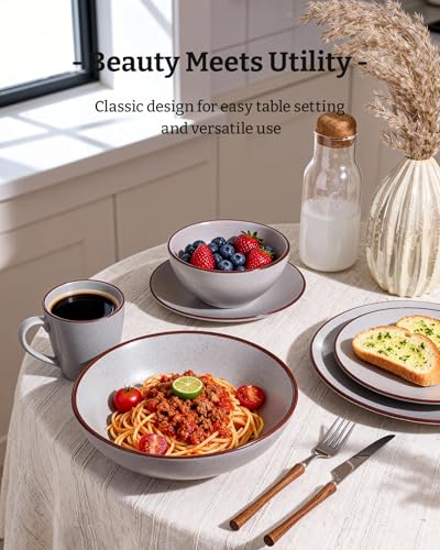 Venus Dinnerware Sets with Mugs (Light Gray / Serves 6 (24pc w/ Mug))
