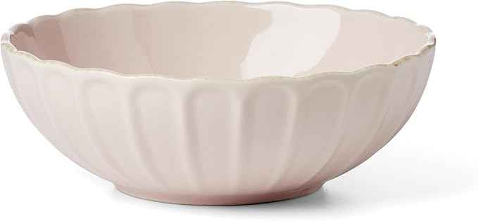 Lenox Dinnerware Set, French Perle Scallop Blush 12-Piece Set, Service For 4, Stoneware, Dishwasher Safe, Microwave Safe, Plates and Bowls sets, Dish Set, Plate Set, Home And Kitchen (Pink, 12 Piece)