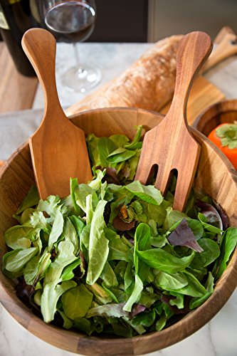 Acacia Wood Salad Utensil Set (10" Large Farmhouse Salad Utensil Set)