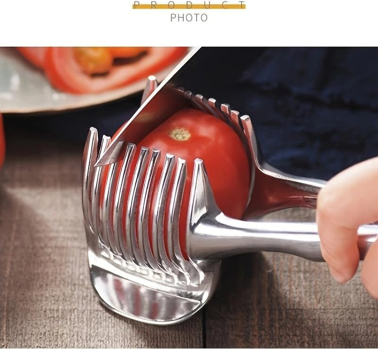 Lemons Holder for Slicing –Aluminum alloy Tomato Slicer Tool for Home Use, Multi-Purpose Vegetable Holder for Onion,Potatoes, Tomatoes & Slicing