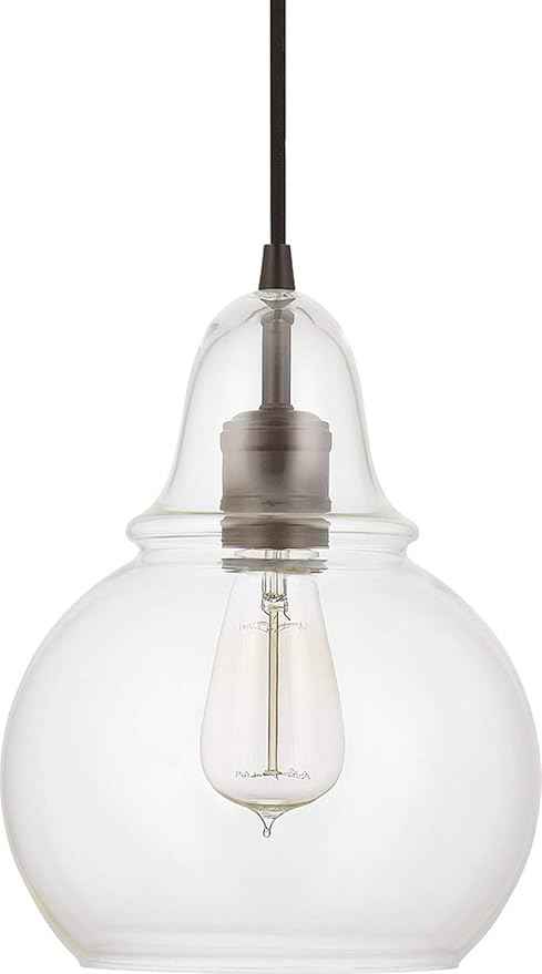 Capital Lighting 4644BB-143 Ashlyn Modern Teardrop Clear Glass Globe Bell Pendant, 1-Light 75 Watts, 11" H x 8" W, Burnished Bronze