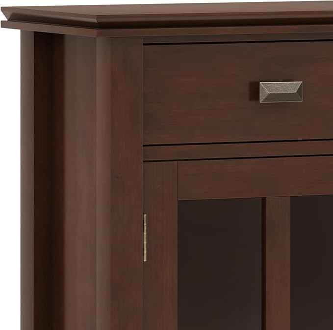 SIMPLIHOME Artisan SOLID WOOD 36 Inch Wide Contemporary Entryway Storage Cabinet in Russet Brown, For the Living Room, Entryway and Family Room