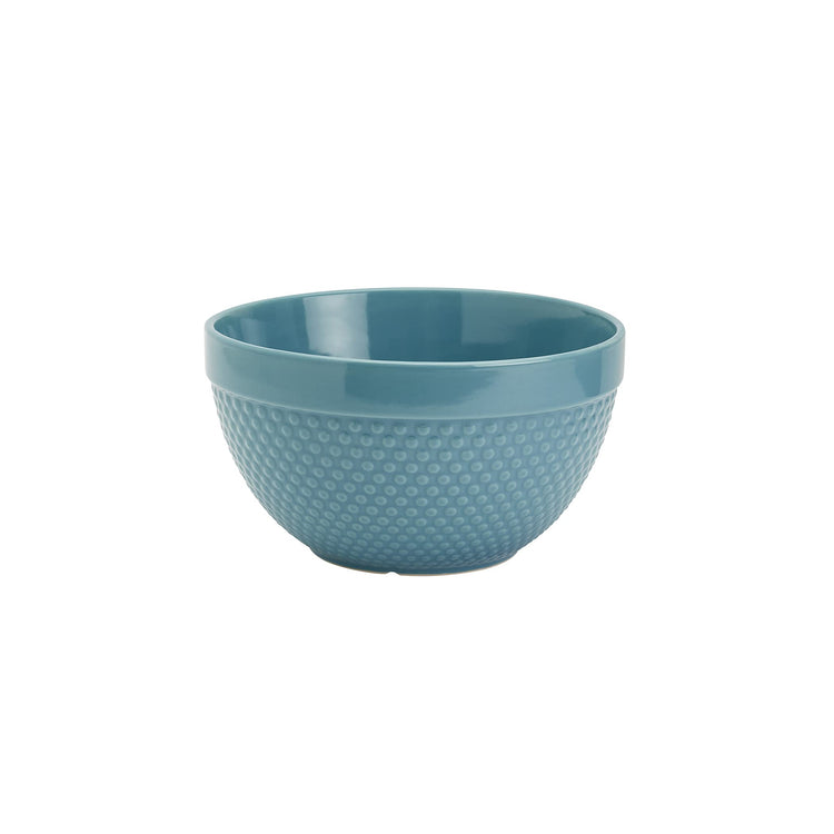 Tabletops Gallery Hobnail Style 4 Piece Blue Storm Stoneware Nesting Mixing Bowl Set for Baking and Cooking