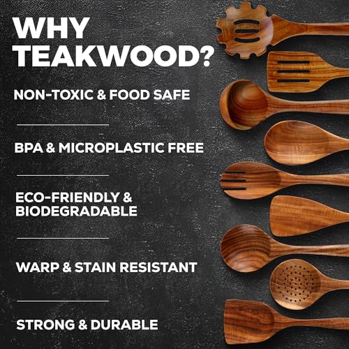 9 Piece Teak Wood Cooking Utensil Set (9 Piece)