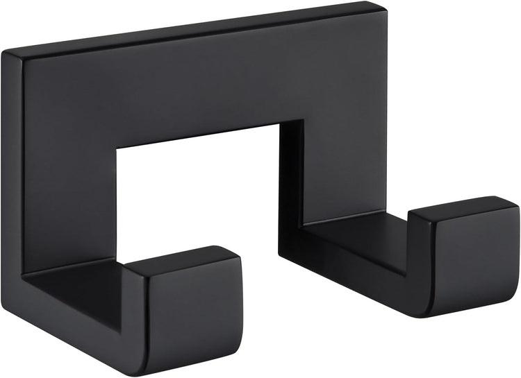 Angle Simple Double Towel Hook, Stainless Steel Bathroom Hand Towel Holder, Wall Coat Double Hook, Matte Black