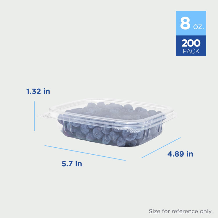 8oz 200 ct Small Clamshell Containers with Lids (200 Count)