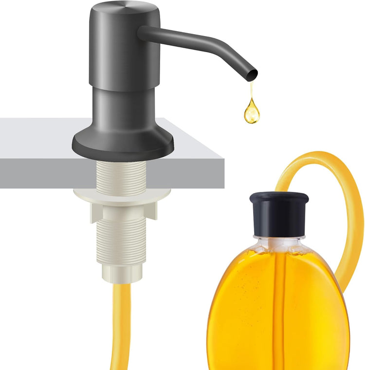 Soap Dispenser for Kitchen Sink and Extension Tube Kit, Stainless Steel Countertop SoapDispenser with 47 Inches Tube Connects Directly to Soap Bottle, Hand and Dish Soap Dispenser Pump (Gray)