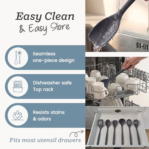 Starpack Like a Boss XL Silicone Cooking Utensils Set (Gray/Black / XL Size Set of 6, 13")