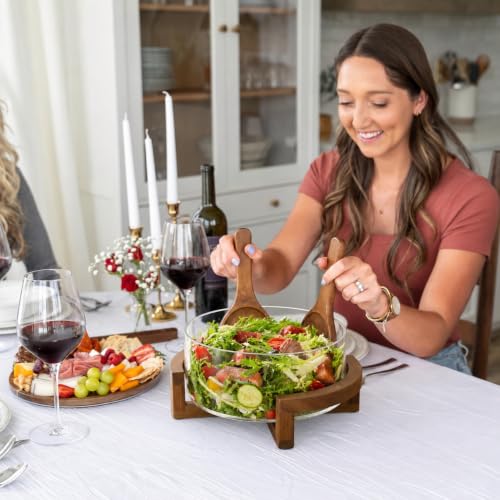 X Large 6.5 L Glass Salad Bowl with Lid Set